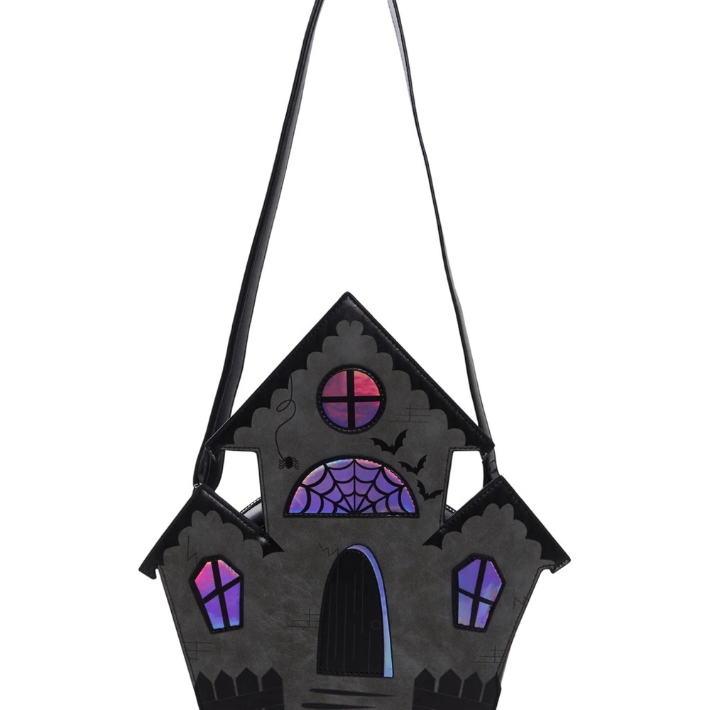 Halloween Haunted House Themed Bag with Holographic Accents